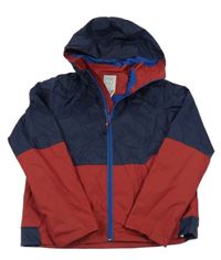 Tmavomodro-karmínová šusťáková funkční jarní bunda s logem a kapucí Quechua