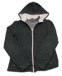 Tmavošedá melírovaná thermo propínací mikina s kapucí Decathlon