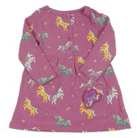 Růžovofialové melírované teplákové šaty s jednorožci Jojo Maman Bébé