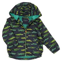 Tmavomodrá šuštáková jarní bunda s krokodýlky a kapucí Next