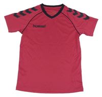 Malinovo-černé funkční sportovní tričko s logem hummel