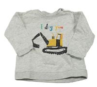 Šedá melírovaná mikina s buldozerem H&M