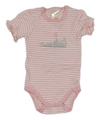 Růžovo-bílé pruhované body s velrybami PUSBLU