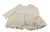 Světlerůžové šaty s tylem s kytičkami a volánky Vertbaudet