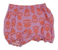 Růžovofialové plátěné kraťasy s kytičkami carter's