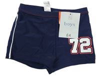 Nové - tmavomodré nohavičkové plavky s číslem a pruhem Tu