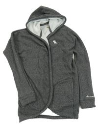 Tmavošedý teplákový teplý cardigan s kapucí Abercrombie&Fitch