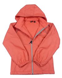 Oranžová pruhovaná softshellová bunda s kapucí  