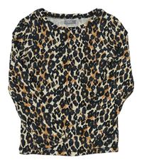 Krémovo-černo-růžové triko s leopardím vzorem Next