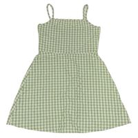Zeleno-bílé kostkované krepové šaty Primark