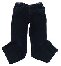 Tmavomodré skinny rifle s úpletovým pasem Maine