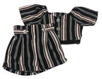2set - Černo-růžovo-bílá pruhovaná crop halenka + kraťasy zn. Firetrap