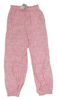 Růžové květované lehké kalhoty Primark