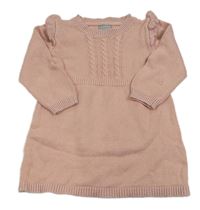 Růžové svetrové šaty s volánky zn. Primark