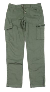 Khaki plátěné cargo skinny kalhoty C&A