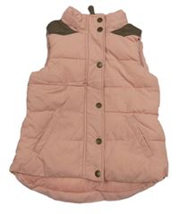 Růžová šusťáková zateplená vesta s koženkou H&M