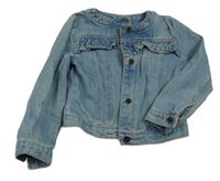 Modrá riflová crop bunda s volánky M&S