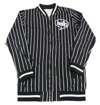 Černo-bílá pruhovaná propínací mikina s nápisem CoolCat