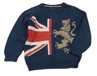 Tmavomodrý svetr s lvem a britskou vlajkou Next