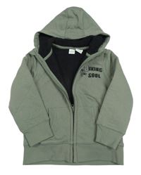 Khaki zateplená propínací mikina s cyklistou a kapucí Bob der Bär