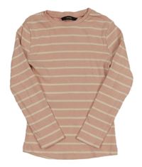 Růžovo-smetanové pruhované žebrované triko George