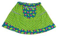 Zelená puntíkatá manšestrová sukně s jablky