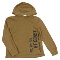 Hnědá mikina s nápisem a kapucí H&M