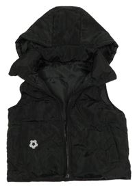 Černá šusťáková zateplená vesta s kapucí Shein