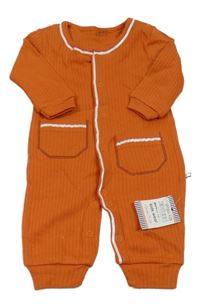 Nové - Cihlový žebrovaný overal s kapsami