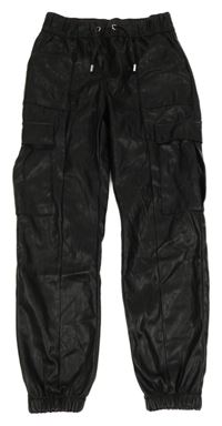 Černé koženkové cargo cuff kalhoty Matalan