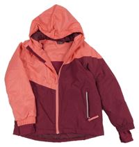Korálovo-vínová šusťáková lyžařská funkční bunda s kapucí Crivit