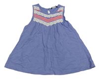 Levandulová bavlněná šatová tunika se vzorem a krajkou George