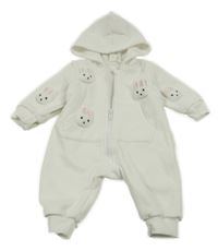 Bílá žebrovaná kombinéza s králíky a kapucí Shein