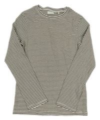 Smetanovo-černo-zlaté pruhované žebrované triko Next