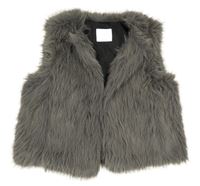 Tmavošedá kožešinová podšitá vesta Primark