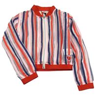 Růžovo-červeno-tmavomodrá pruhovaná průhledná propínací mikina TucTuc