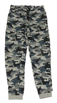 Šedo-černo-petrolejové army tepláky Matalan