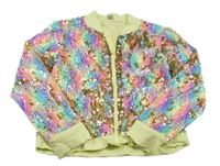 Barevná flitrová podšitá propínací mikina Tu