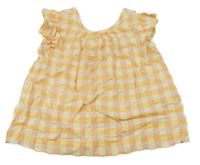 Meruňkovo-světležluto-růžová kostkovaná halenka M&S