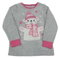 Šedá melírovaná mikina s medvědem