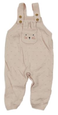 Světlerůžové puntíkaté pletené laclové tepláky s kapsou s králíkem F&F