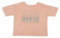 Růžové sportovní crop tričko s nápisy Ergeenomixx