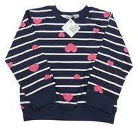 Nové - Tmavomodro-bílá pruhovaná lehká mikina se srdíčky H&M