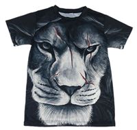 Černé sportovní tričko s lvem 