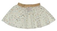 Bílo-zlatá tylová sukně s hvězdami Primark