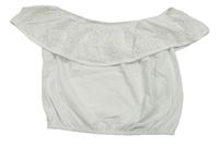Bílý crop top s madeirovým volánkem Primark