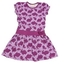 Lila-fuchsiové šaty s králíky kids