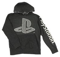 Tmavošedá mikina s PlayStation a kapucí 