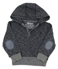 Tmavomodro-šedá pruhovaná mikina s kapucí Rebel