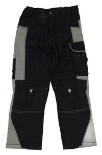Černo-šedé outdoorové kalhoty s kapsami